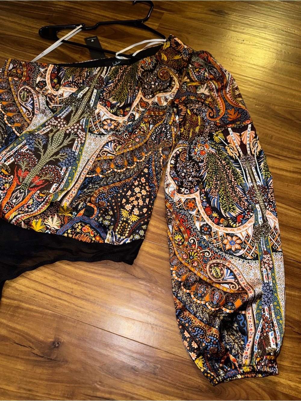 Lulus Mesmerizing Sight Black Multi Print One-Shoulder Bodysuit - Picture 12 of 14